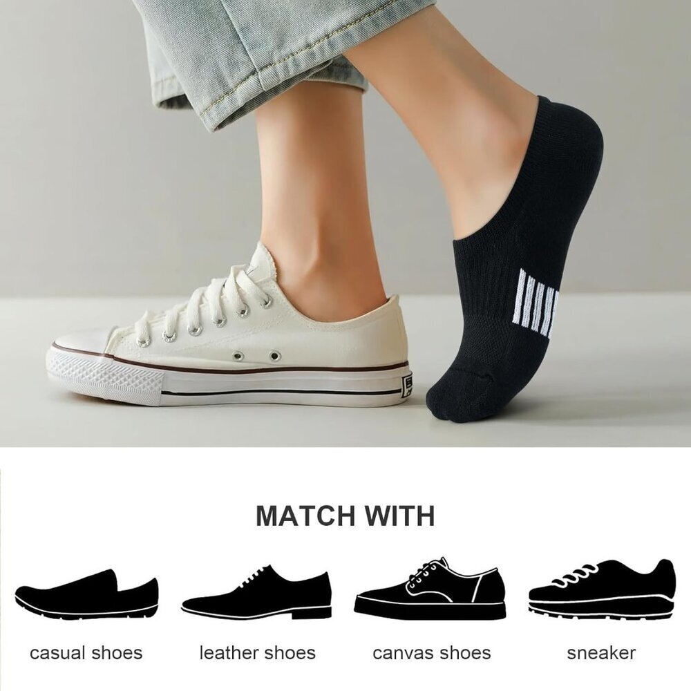 No Show Socks Womens Athletic Cushion Ankle Footies Low Cut 5-6 Pairs - Picture 3 of 7